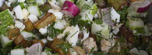 окрошка на кефире с жареной картошкой. Шаг 5