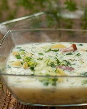 Окрошка на минералке и сметане