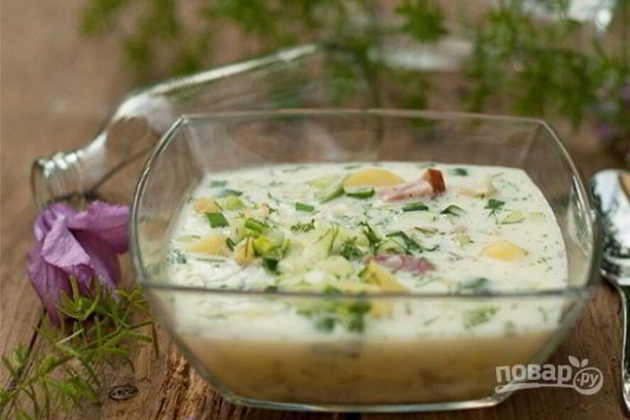 Рецепт окрошки на минералке и сметане