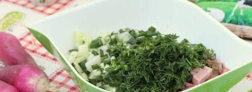 окрошка на сыворотке и сметане. Шаг 6