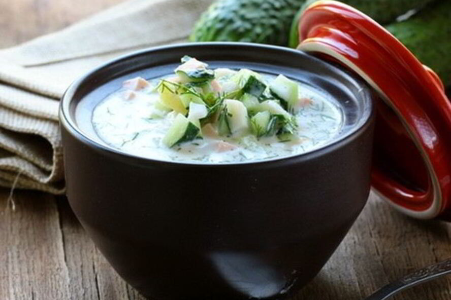 Рецепт окрошки на воде с вареной колбасой и майонезом