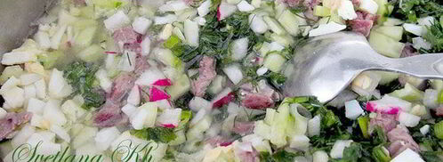 окрошка с копченой курицей. Шаг 3