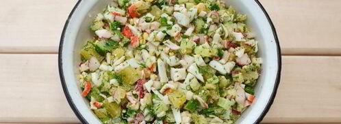 окрошка с крабовыми палочками. Шаг 11