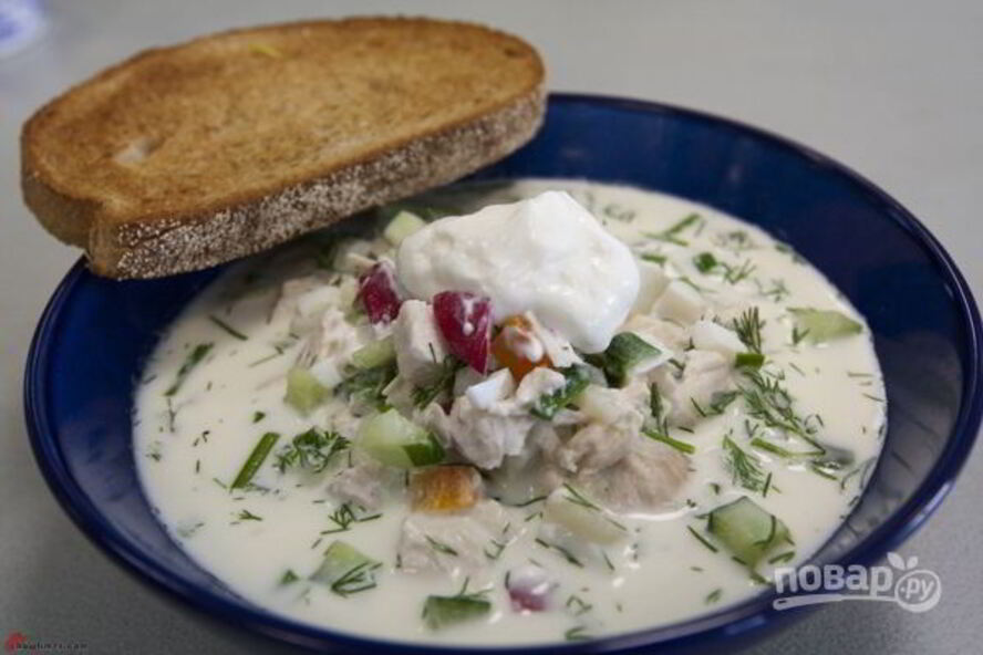 Рецепт окрошки с куриной грудкой