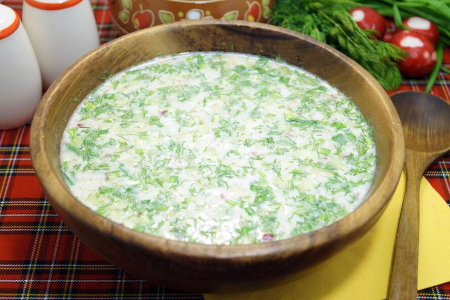 Рецепт окрошки с курицей на квасе