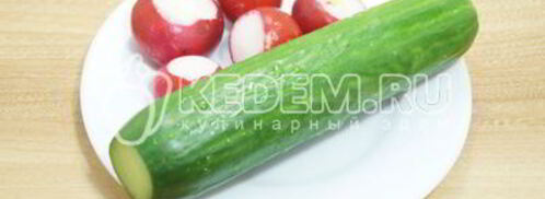 окрошка с курицей на квасе. Шаг 3