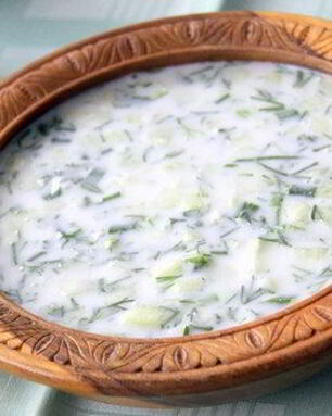 Окрошка с репой и малосольными огурцами