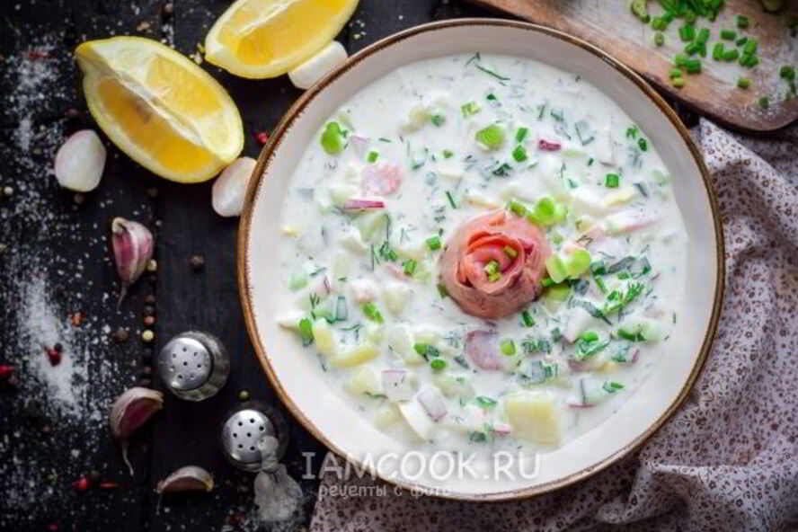 Рецепт окрошки с рыбой