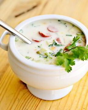 Окрошка с сосисками