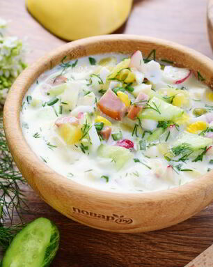 Окрошка с ветчиной