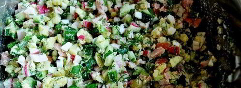 окрошка сборная мясная в ледяной чаше. Шаг 7