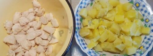 вкусная окрошка с курицей на кефире. Шаг 3