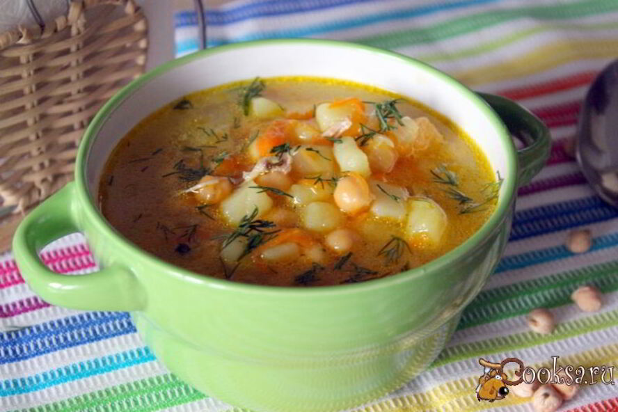 Рецепт куриного супа с нутом и овощами