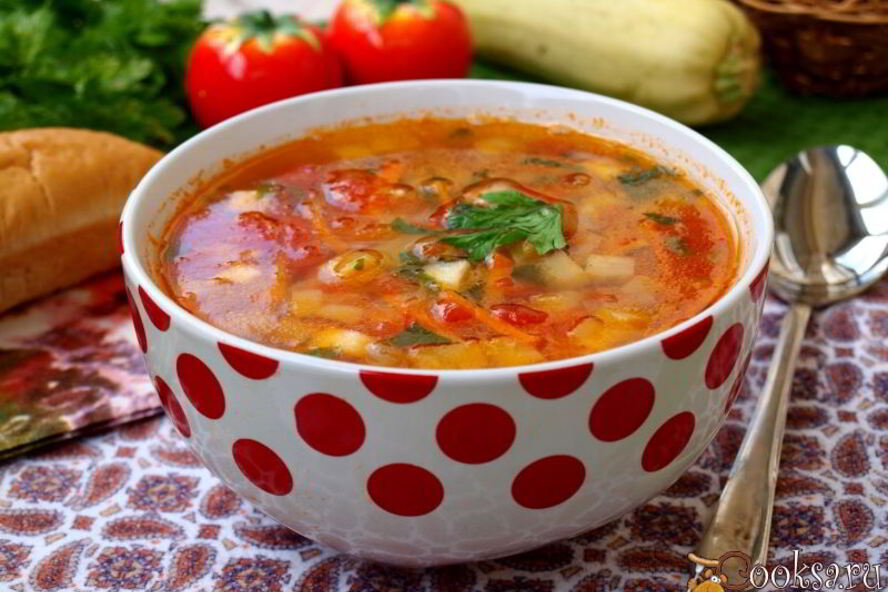 Рецепт овощного супа с кабачками и помидорами