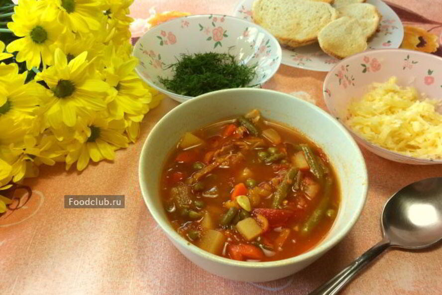 Рецепт супа минестроне с беконом и стручковой фасолью