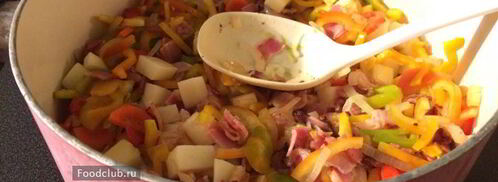 суп минестроне с беконом и стручковой фасолью. Шаг 4