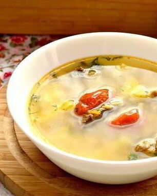 Рассольник на говяжьем бульоне