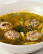 Рассольник с фрикадельками из индейки