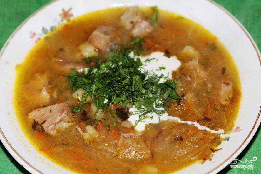 Рецепт кислых щей с белыми грибами