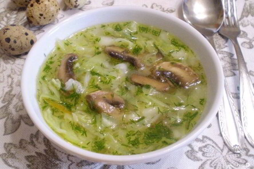 Рецепт постных щей из свежей капусты с грибами