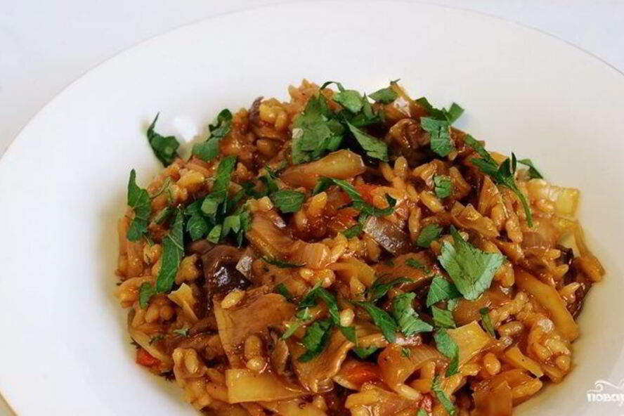 Рецепт грибной солянки с рисом и капустой