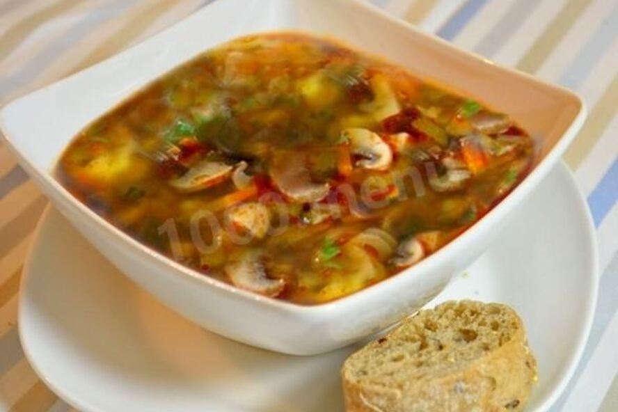 Рецепт постной солянки грибной с сушеными грибами