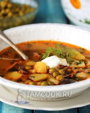 Суп с консервированным зеленым горошком