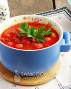 Суп с охотничьими колбасками и фасолью