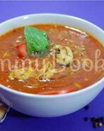 Суп томатный с рисом и мидиями