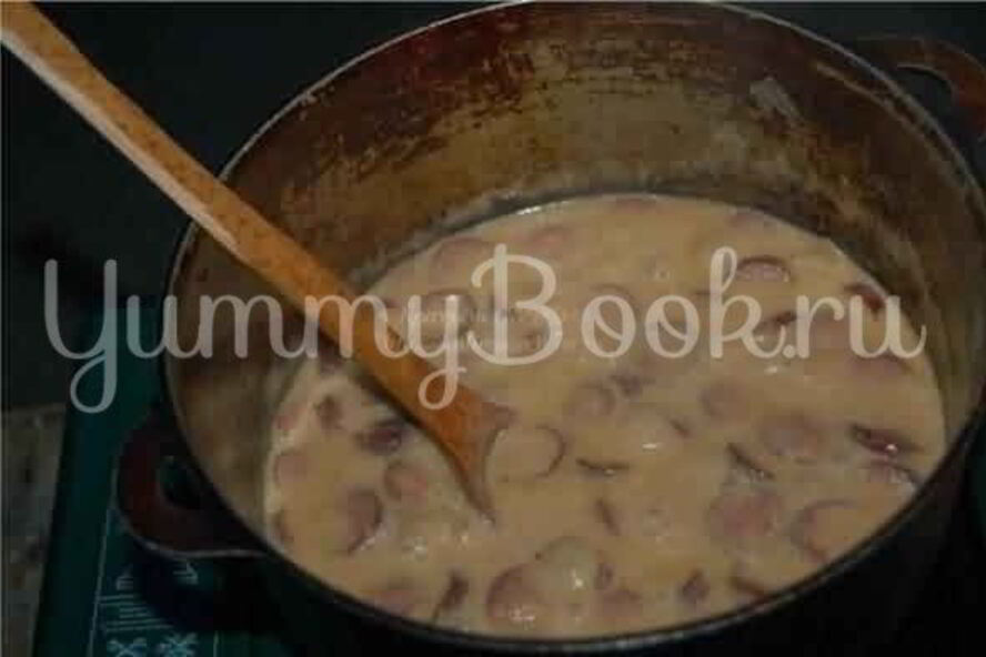 Рецепт баварского пивной сырный суп с копчеными колбасками
