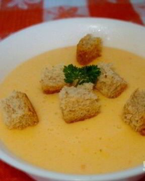 Сырный суп-пюре с гренками