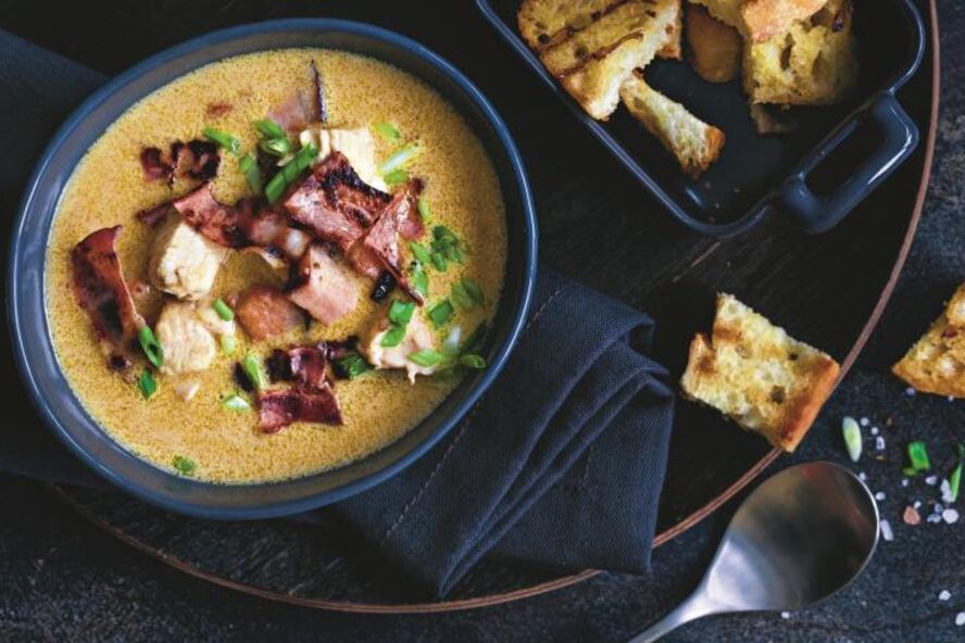 Рецепт сырного супа с курицей и грудинкой