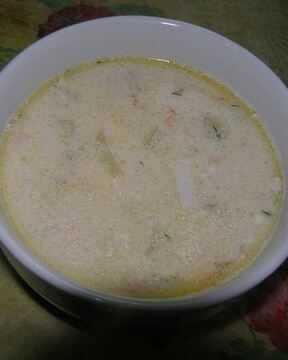 Сырный суп с морепродуктами