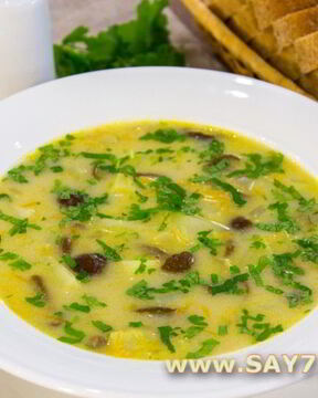 Сырный суп с опятами