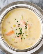 Сырный суп с семгой