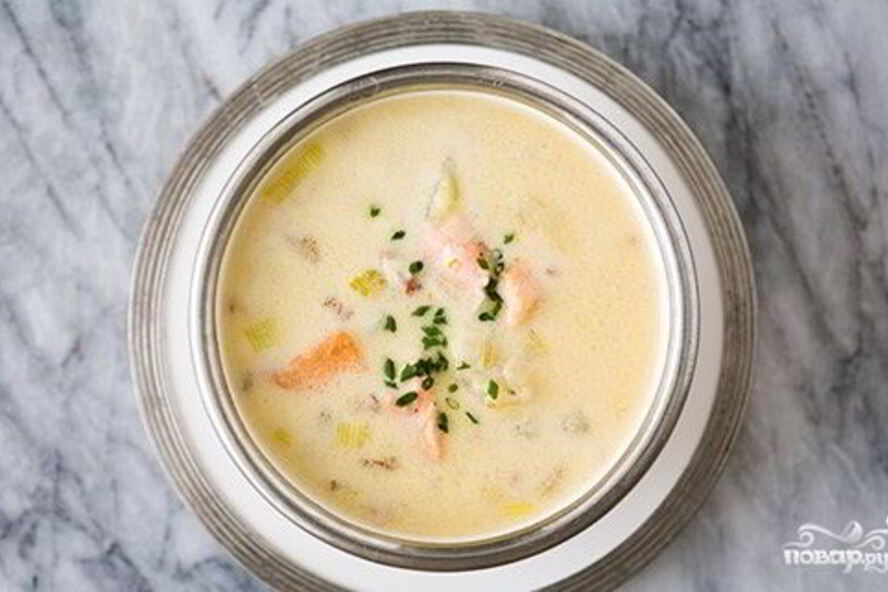 Рецепт сырного супа с семгой