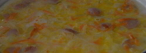 сырный суп с сосисками. Шаг 4