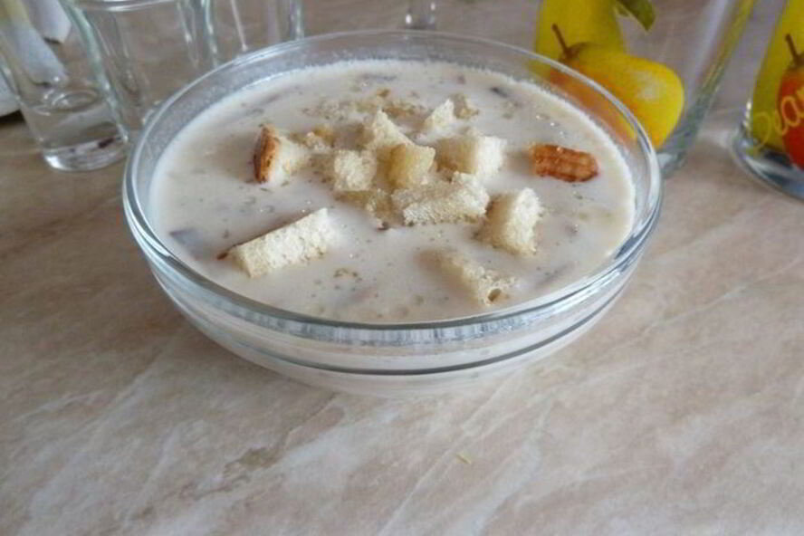 Рецепт сырного супчика с грибами и гренками