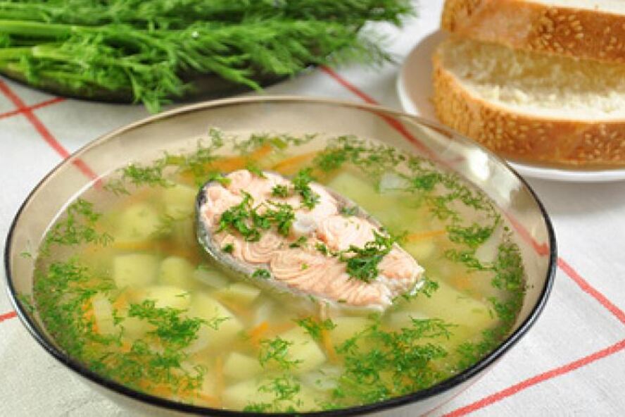 Рецепт ухи из форели с зеленью