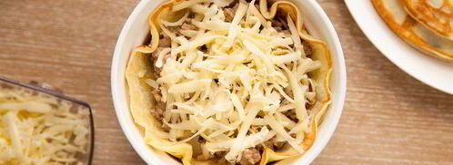 блинчики с фаршем под сырной корочкой. Шаг 7