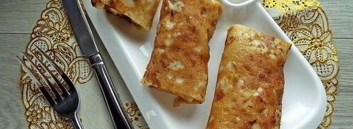 блинчики с колбасой и сыром. Шаг 12