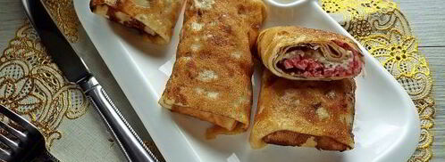 блинчики с колбасой и сыром. Шаг 13