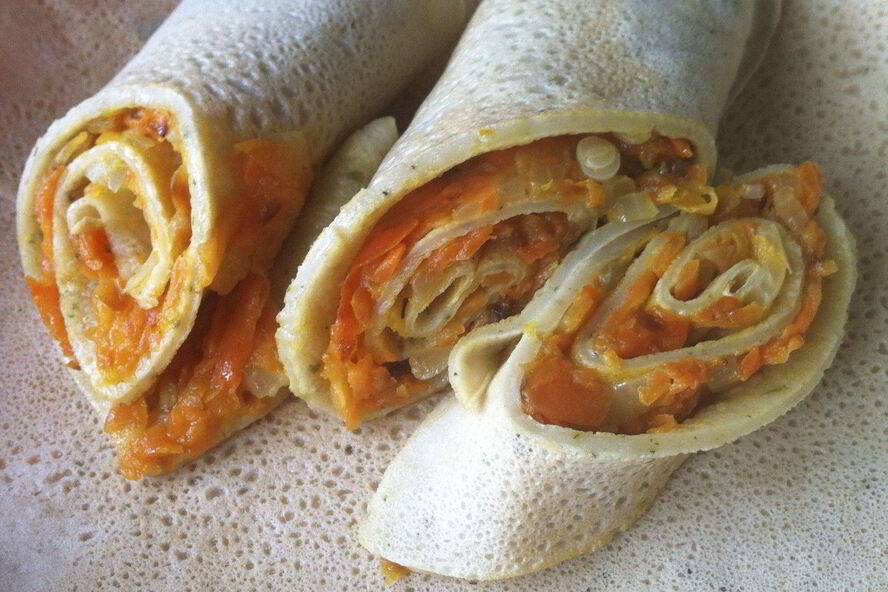 Рецепт блинов соленых с морковной начинкой