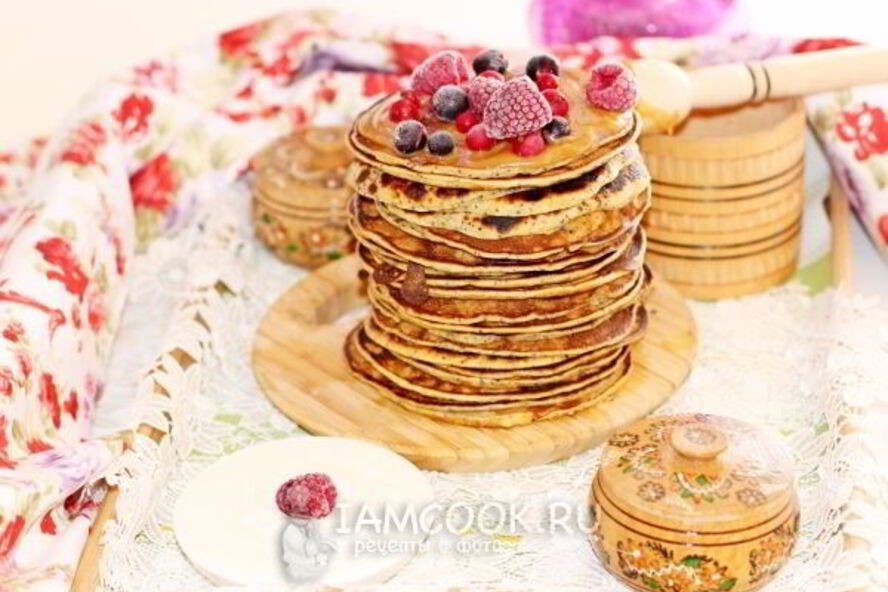 Рецепт панкейков с хурмой и маком