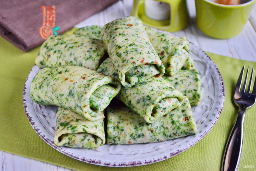 Рецепт шпинатных блинов с печенью