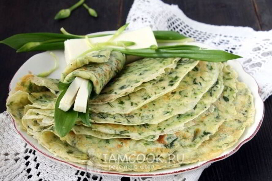 Рецепт тонких блинов с черемшой