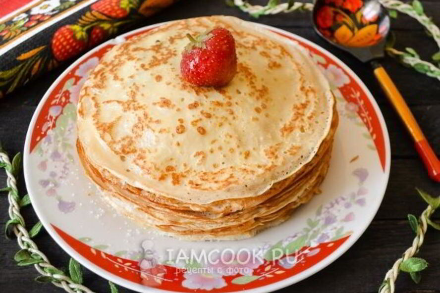 Рецепт тонких дрожжевых блинов на молоке