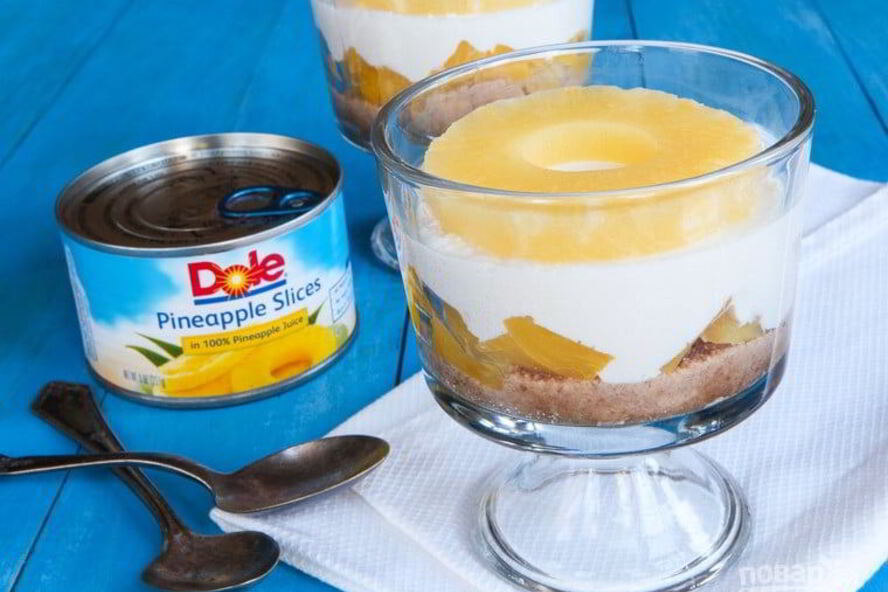 Рецепт ананасового чизкейка-парфе