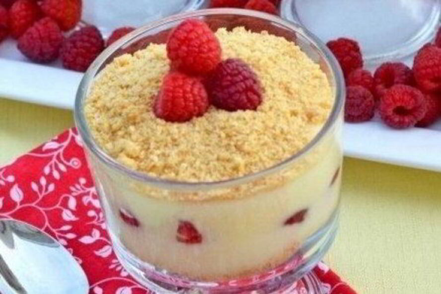 Рецепт чизкейка-парфе с малиной без выпечки