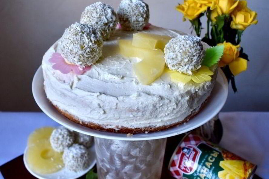 Рецепт кокосового чизкейка с ананасами